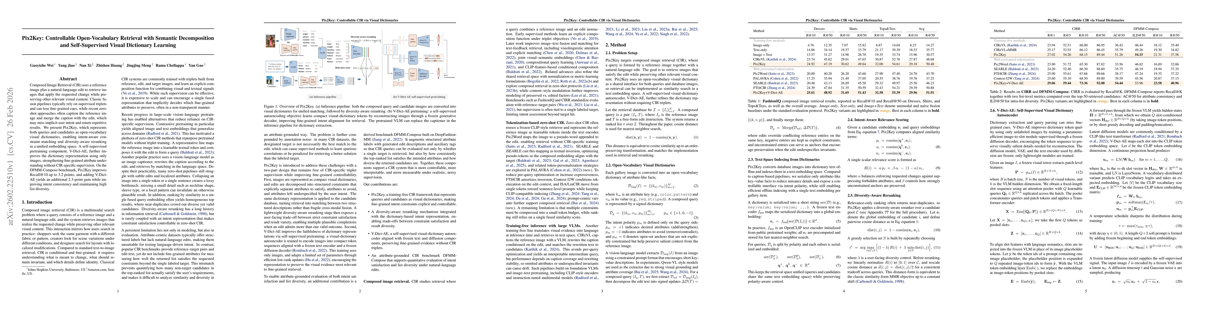 Thumbnail for Pix2Key: Controllable Open-Vocabulary Retrieval with Semantic Decomposition and Self-Supervised Visual Dictionary Learning