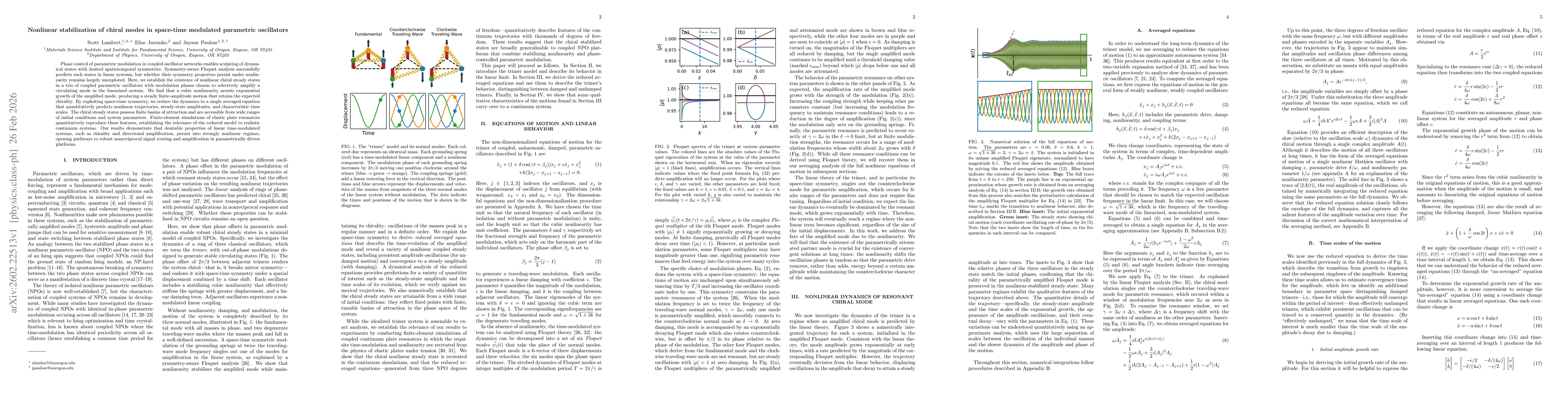 Thumbnail for Nonlinear stabilization of chiral modes in space-time modulated parametric oscillators