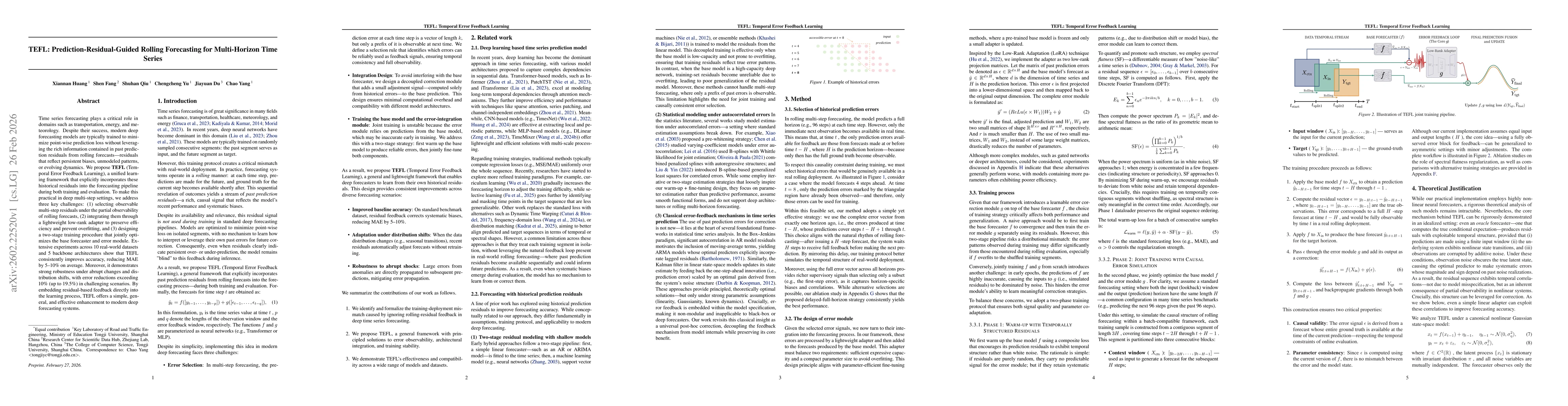 Thumbnail for TEFL: Prediction-Residual-Guided Rolling Forecasting for Multi-Horizon Time Series