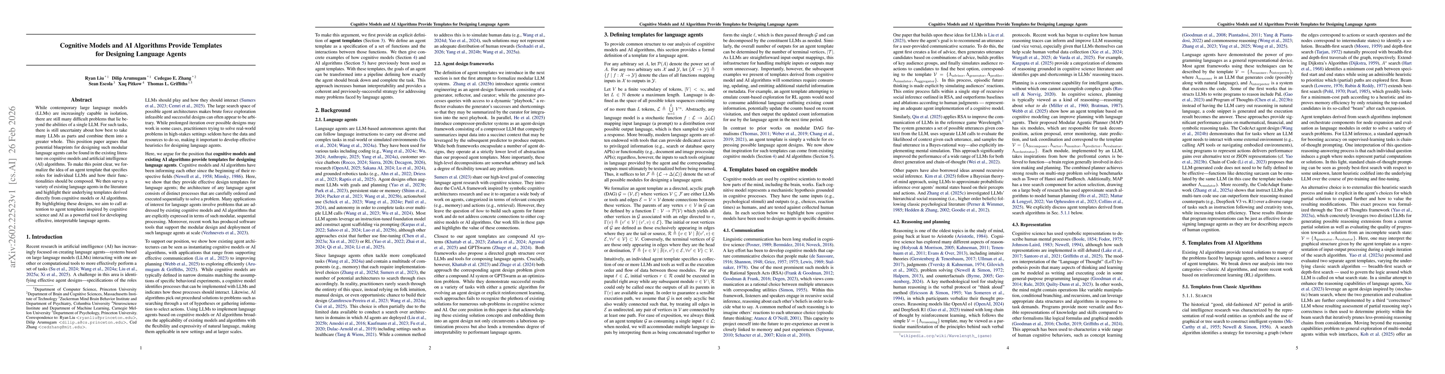 Thumbnail for Cognitive Models and AI Algorithms Provide Templates for Designing Language Agents