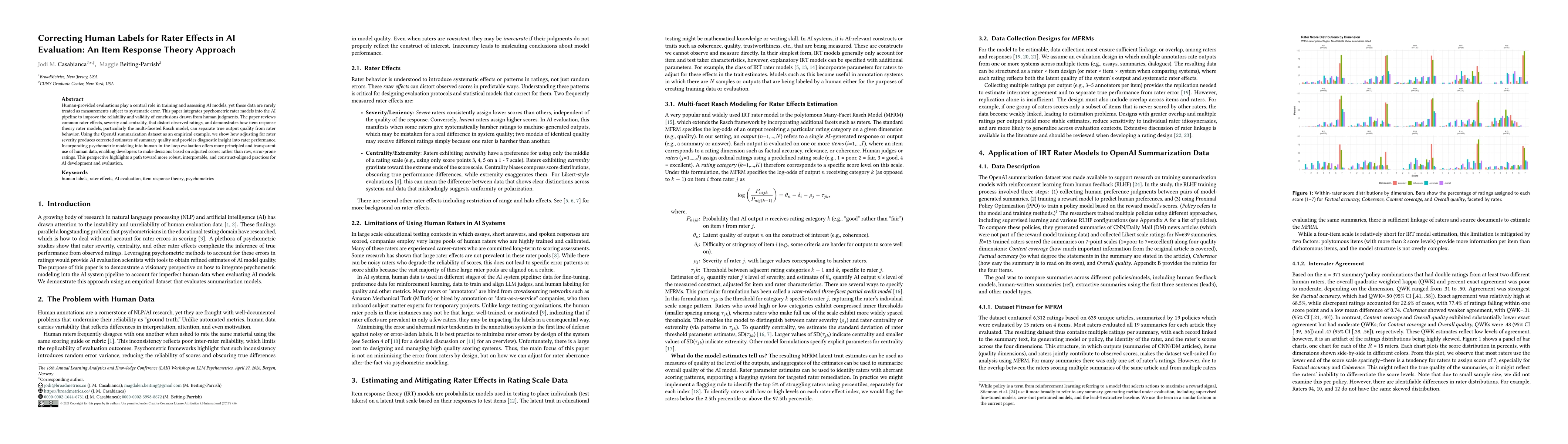 Thumbnail for Correcting Human Labels for Rater Effects in AI Evaluation: An Item Response Theory Approach