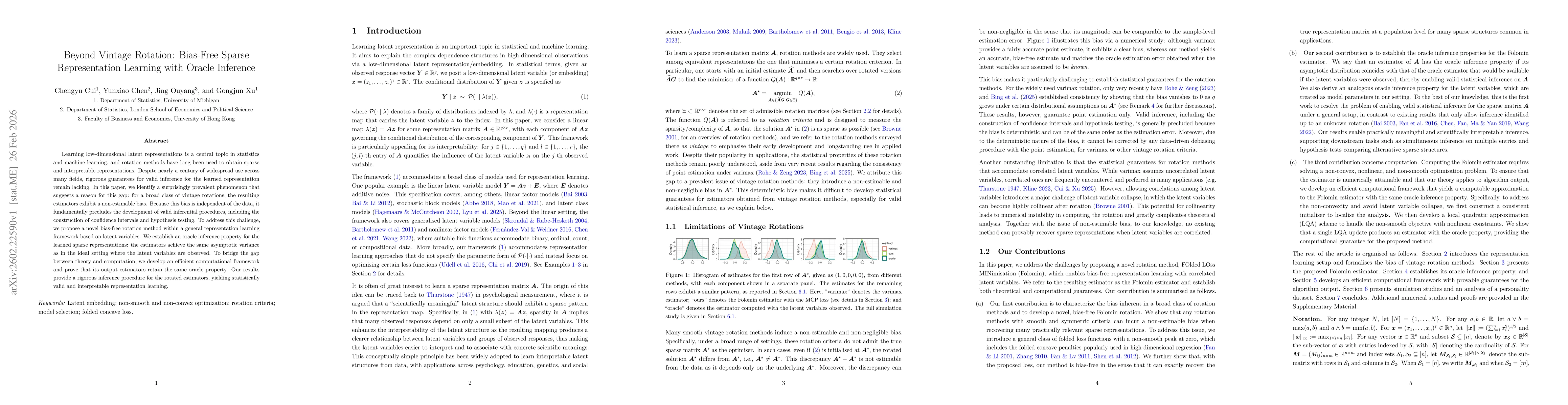 Thumbnail for Beyond Vintage Rotation: Bias-Free Sparse Representation Learning with Oracle Inference