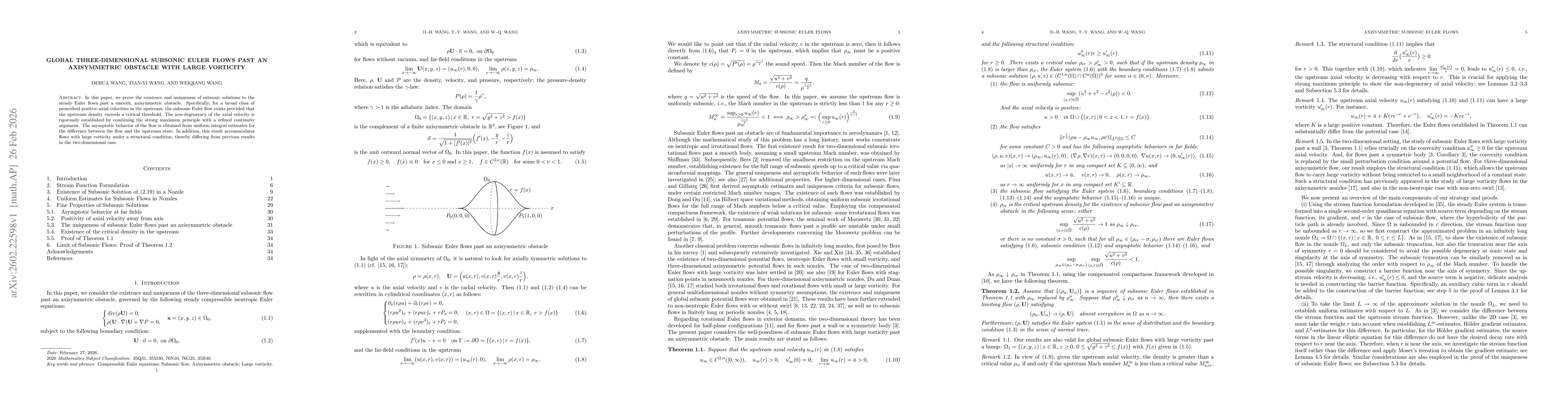 Thumbnail for Global three-dimensional subsonic Euler flows past an axisymmetric obstacle with large vorticity