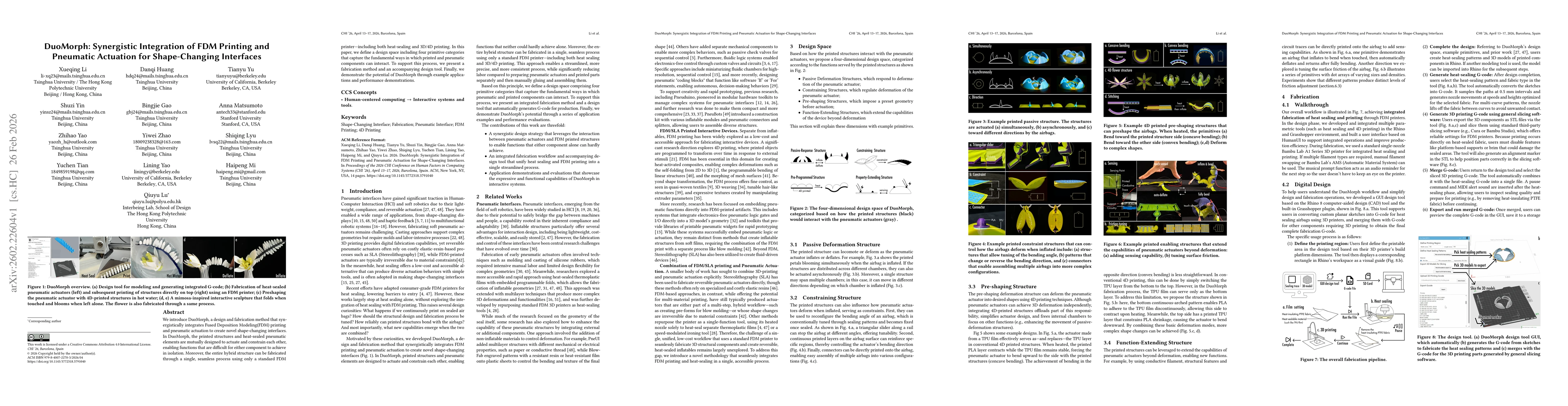 Thumbnail for DuoMorph: Synergistic Integration of FDM Printing and Pneumatic Actuation for Shape-Changing Interfaces