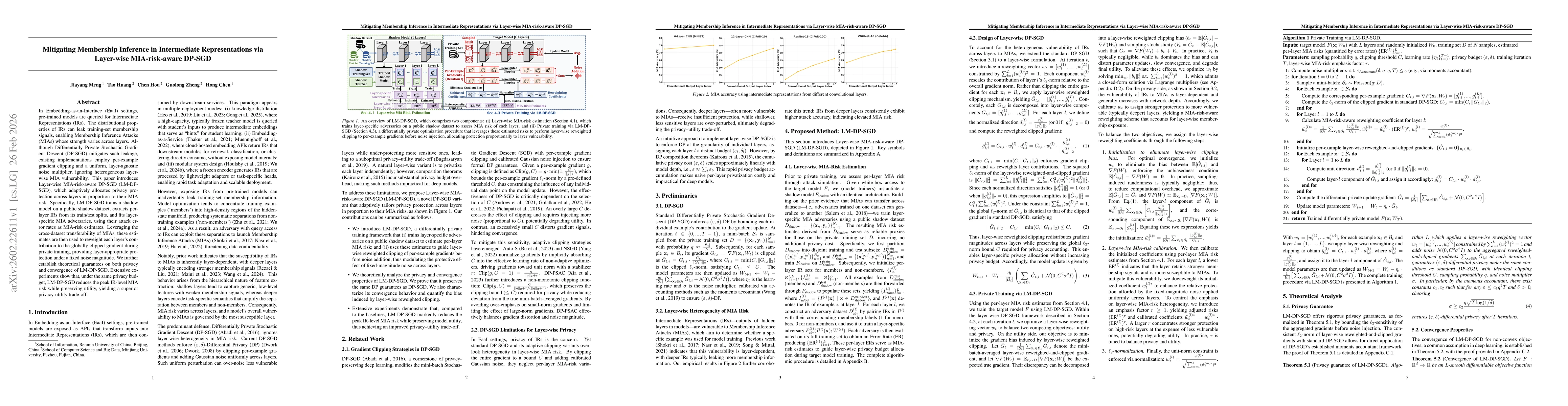 Thumbnail for Mitigating Membership Inference in Intermediate Representations via Layer-wise MIA-risk-aware DP-SGD