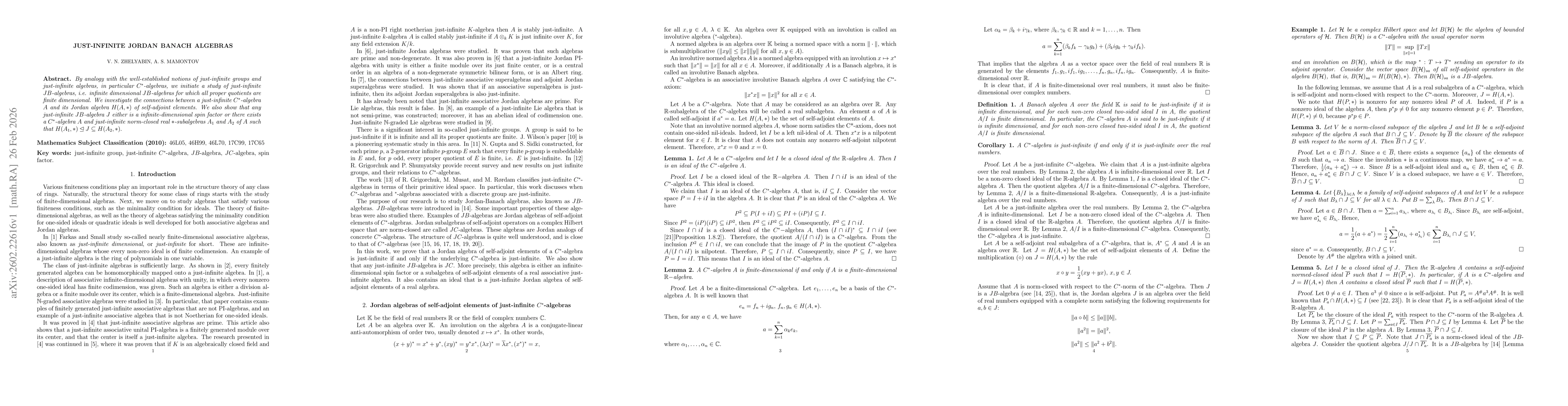 Thumbnail for Just-infinite Jordan Banach algebras