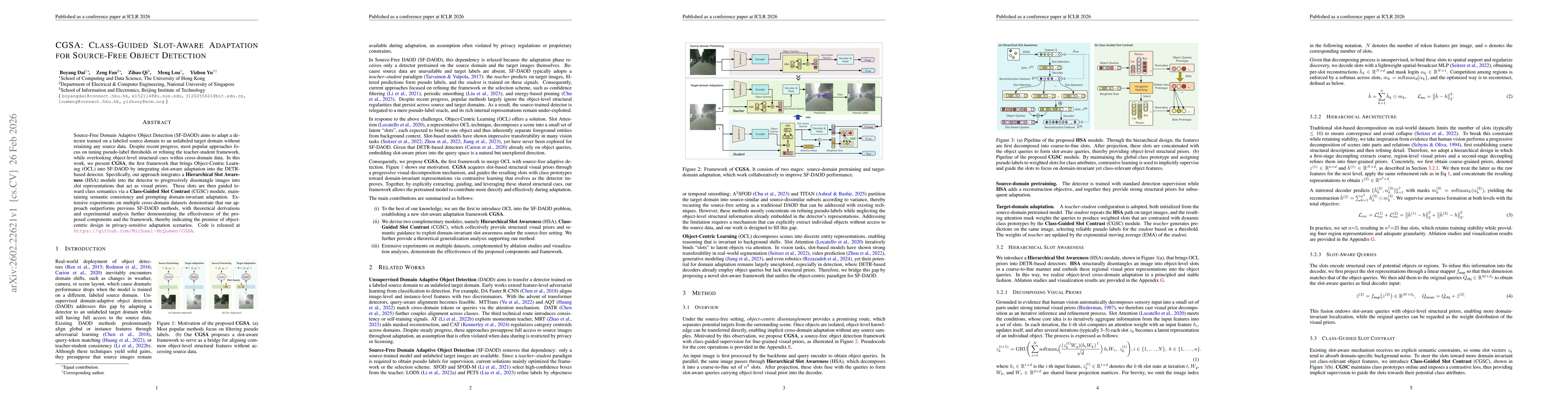 Thumbnail for CGSA: Class-Guided Slot-Aware Adaptation for Source-Free Object Detection