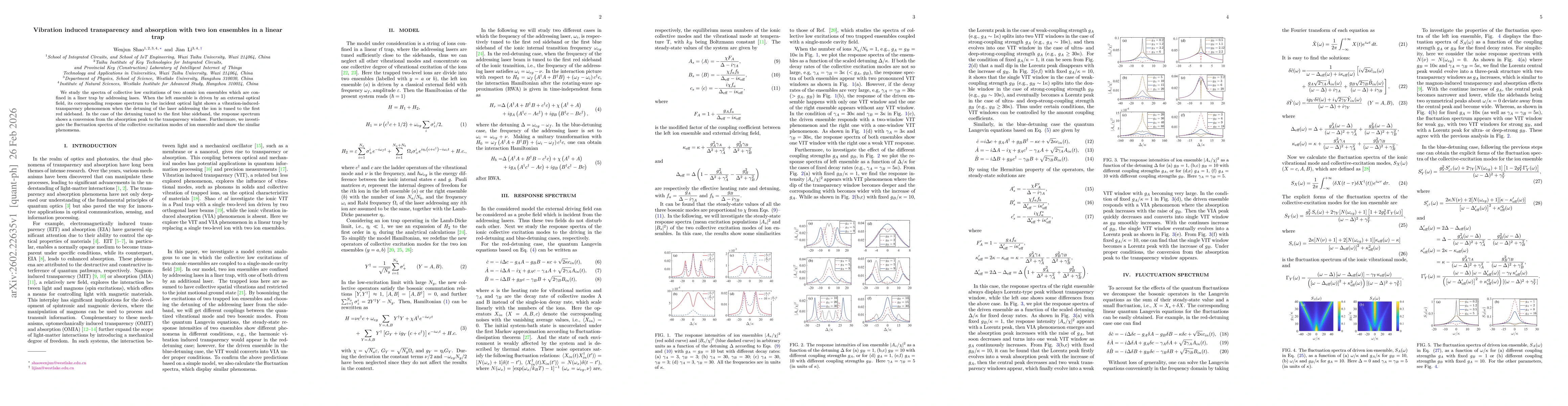 Thumbnail for Vibration induced transparency and absorption with two ion ensembles in a linear trap