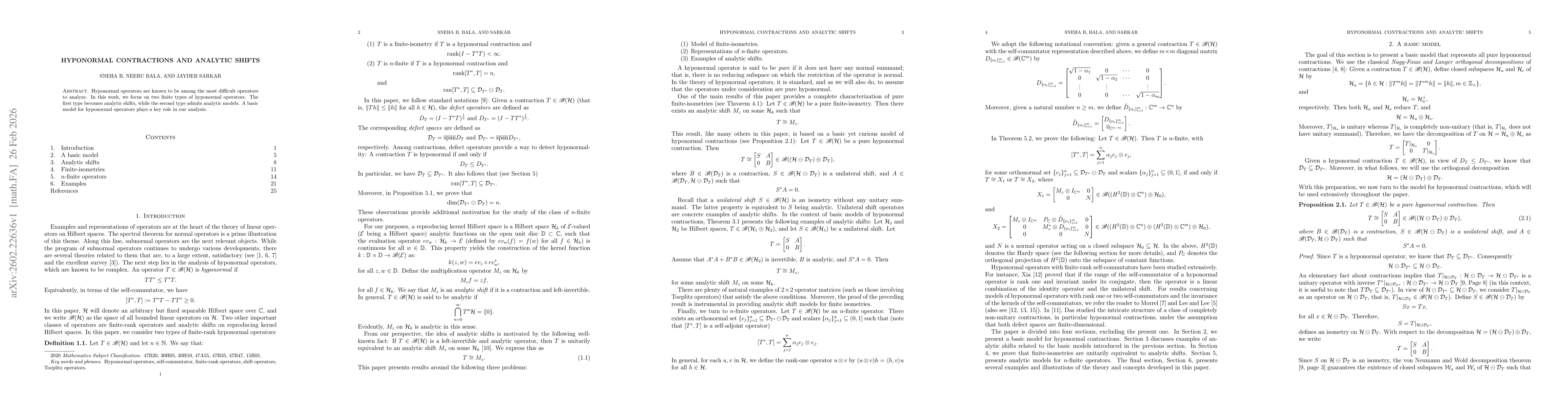 Thumbnail for Hyponormal contractions and analytic shifts