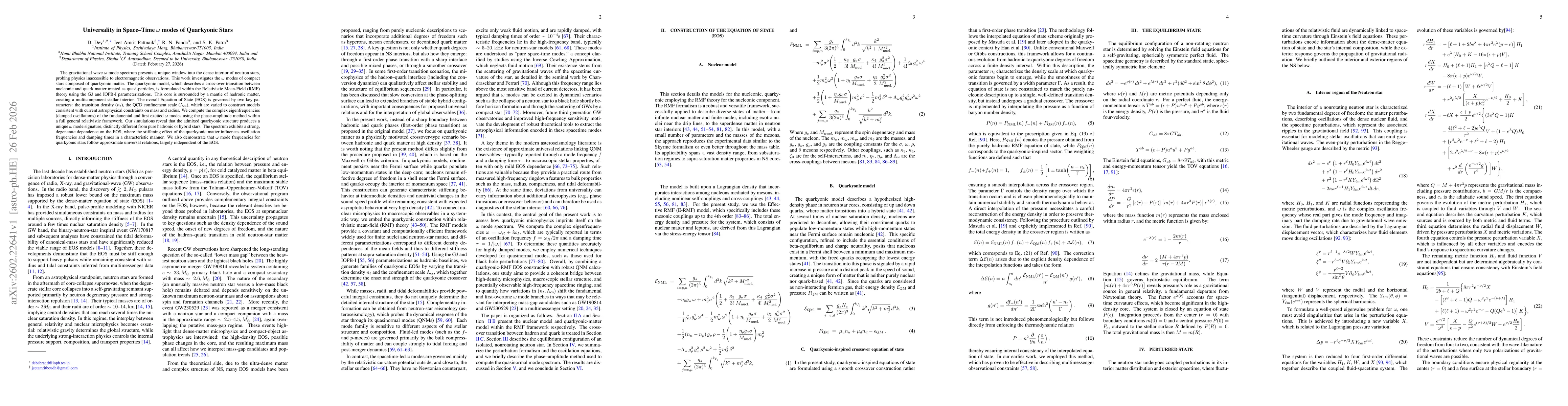Thumbnail for Universality in Space Time $ω$ modes of Quarkyonic Stars