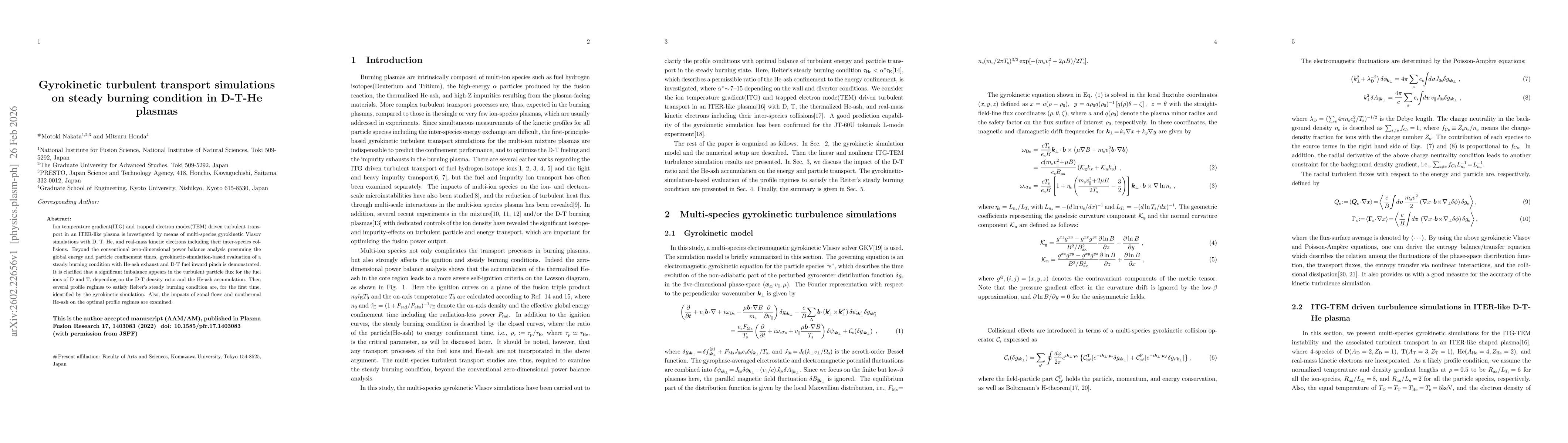 Thumbnail for Gyrokinetic turbulent transport simulations on steady burning condition in D-T-He plasmas