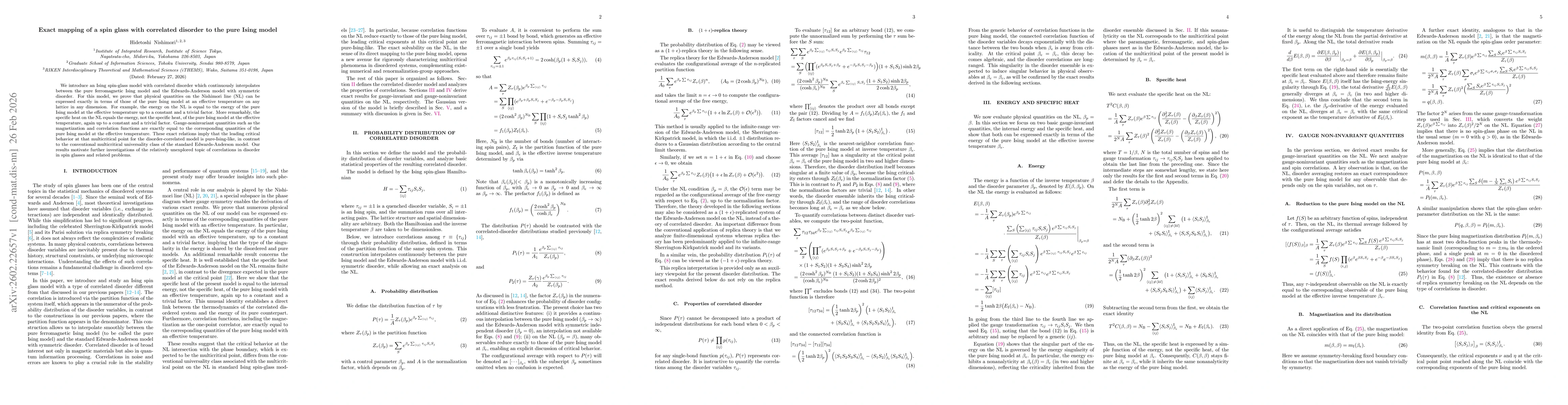 Thumbnail for Exact mapping of a spin glass with correlated disorder to the pure Ising model