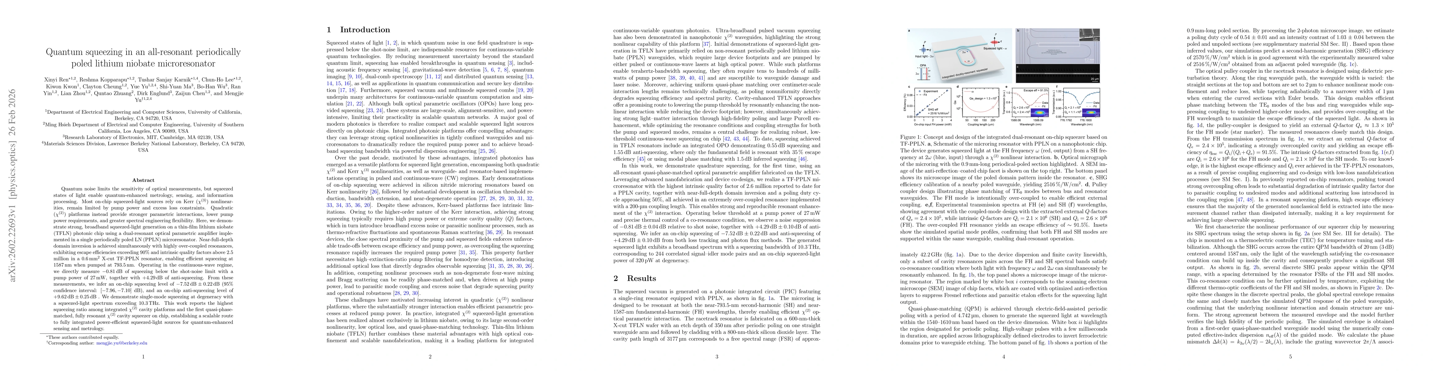 Thumbnail for Quantum squeezing in an all-resonant periodically poled lithium niobate microresonator