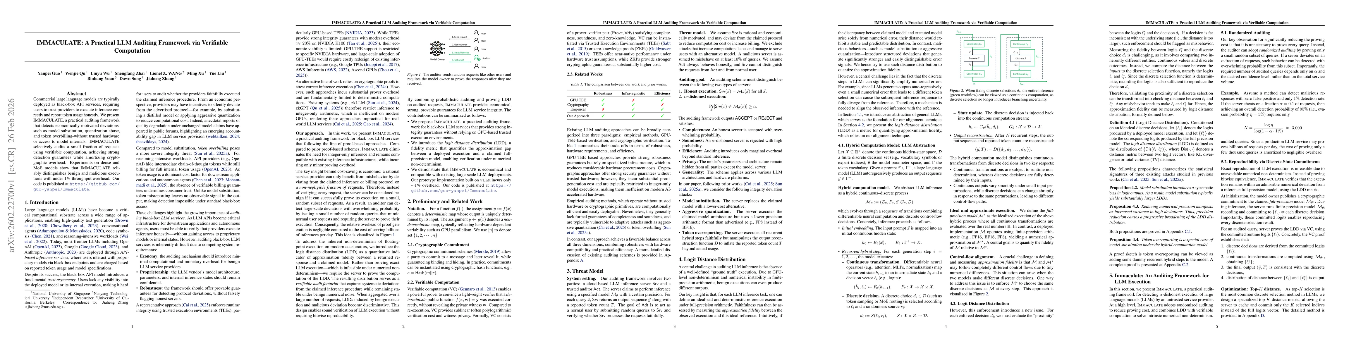 Thumbnail for IMMACULATE: A Practical LLM Auditing Framework via Verifiable Computation