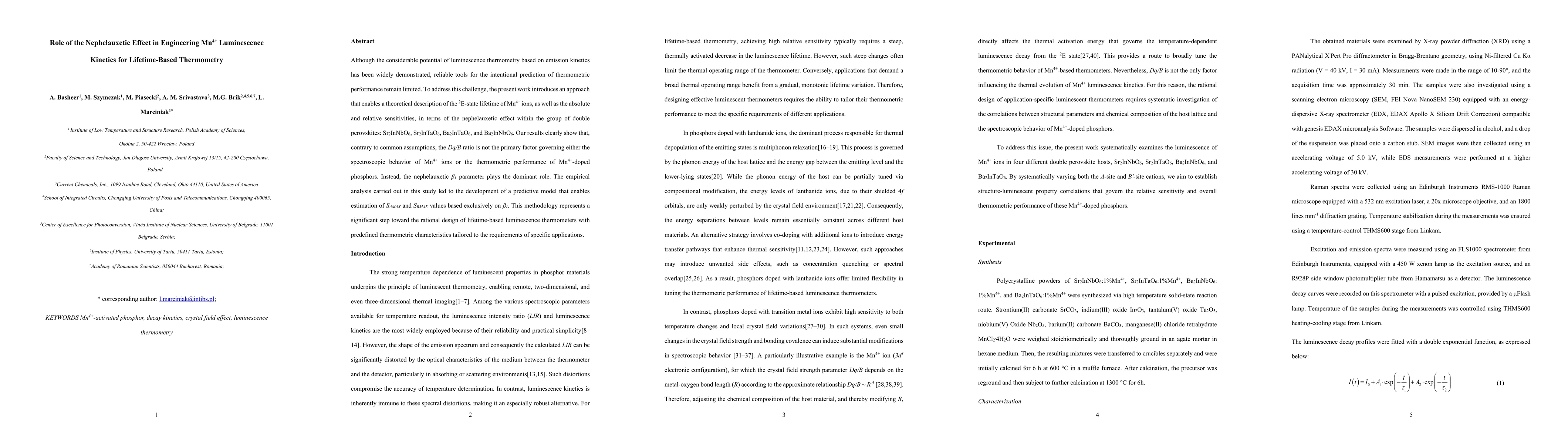 Thumbnail for Role of the Nephelauxetic Effect in Engineering Mn4+ Luminescence Kinetics for Lifetime-Based Thermometry