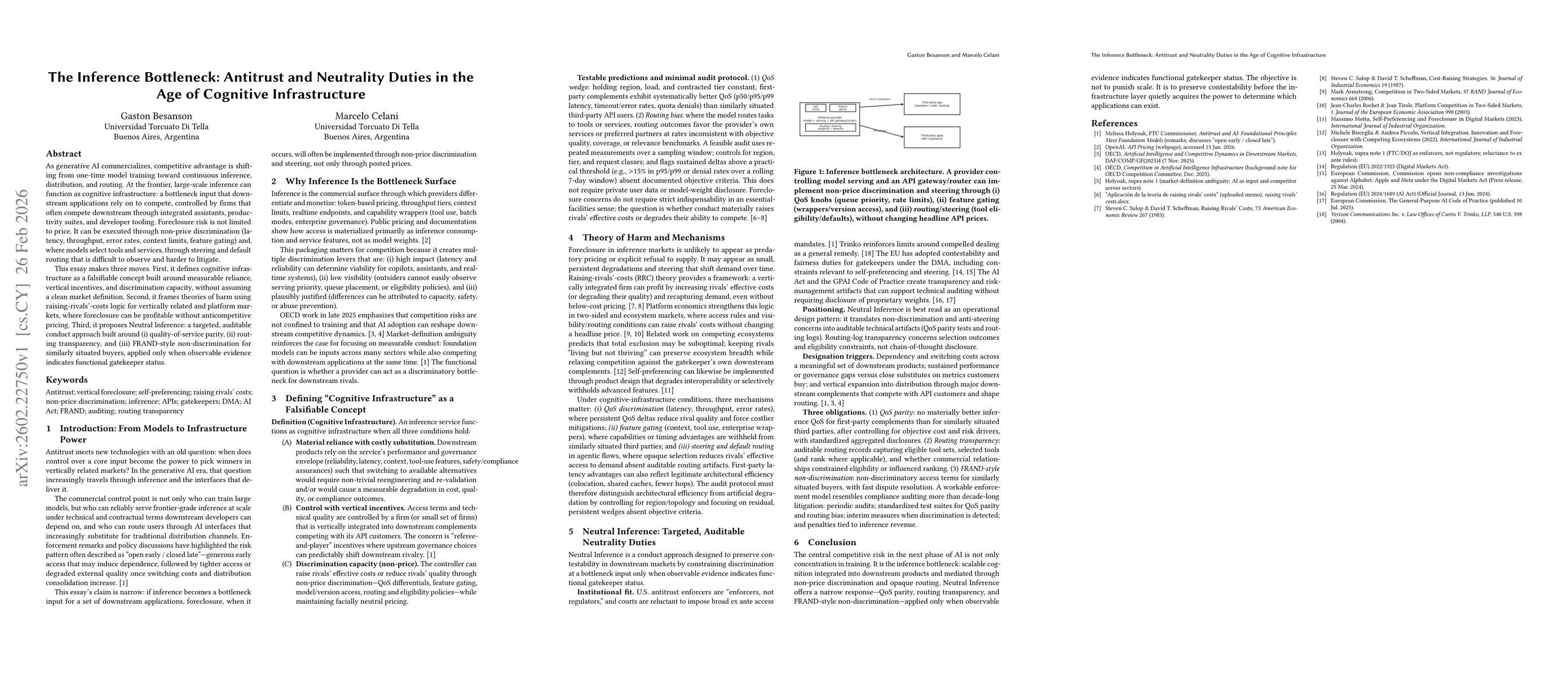 Thumbnail for The Inference Bottleneck: Antitrust and Neutrality Duties in the Age of Cognitive Infrastructure