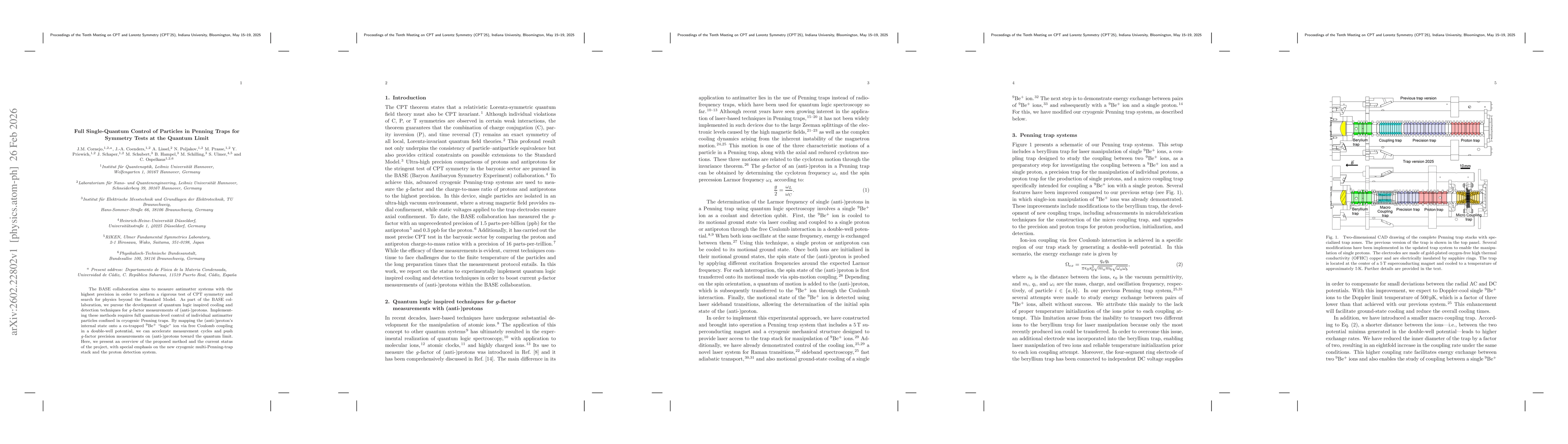 Thumbnail for Full Single-Quantum Control of Particles in Penning Traps for Symmetry Tests at the Quantum Limit