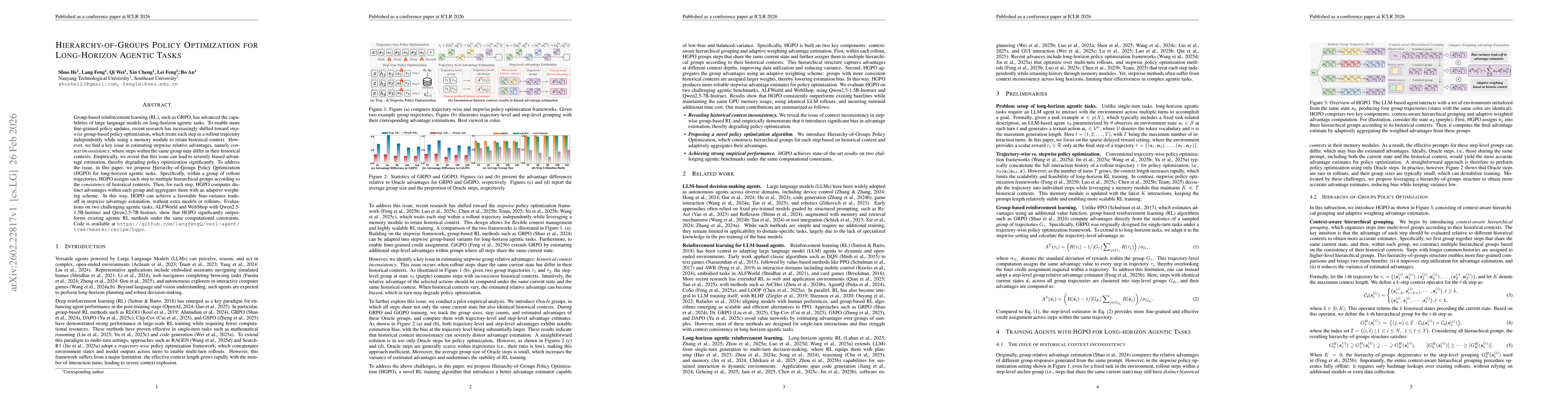 Thumbnail for Hierarchy-of-Groups Policy Optimization for Long-Horizon Agentic Tasks
