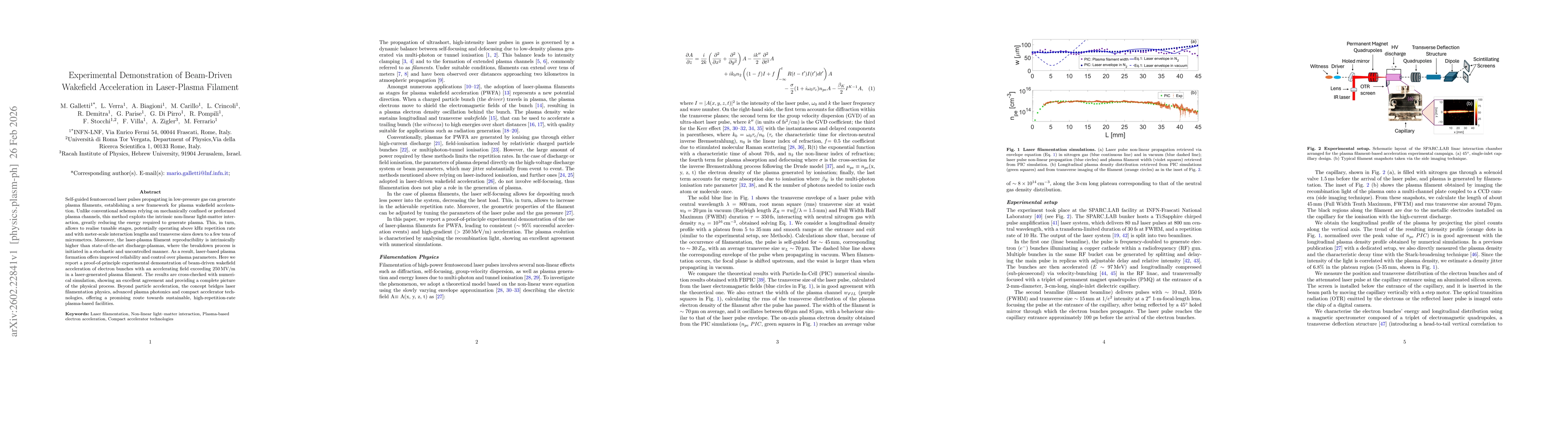 Thumbnail for Experimental Demonstration of Beam-Driven Wakefield Acceleration in Laser-Plasma Filament