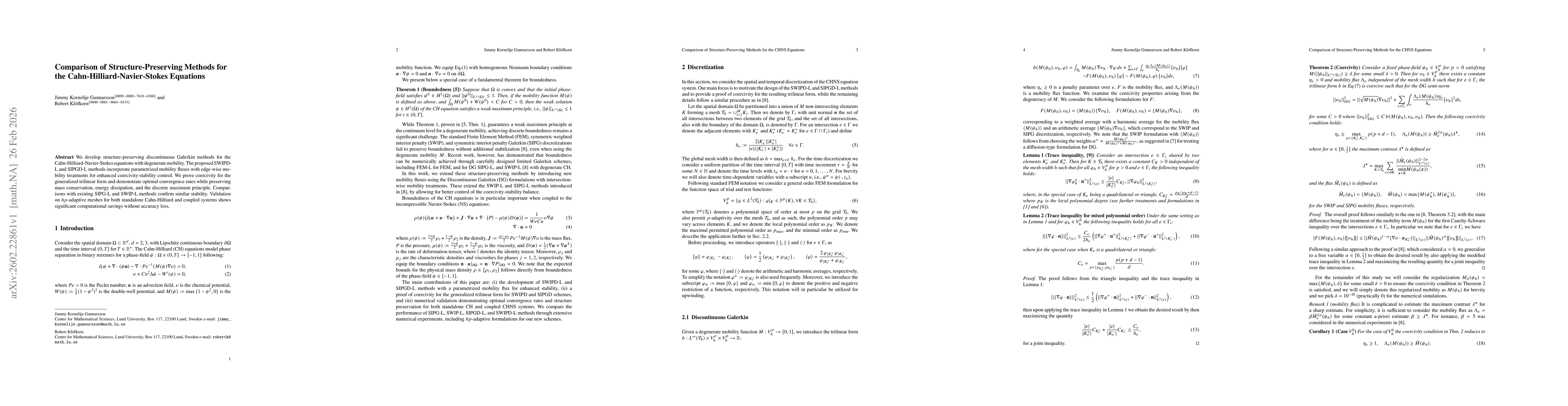 Thumbnail for Comparison of Structure-Preserving Methods for the Cahn-Hilliard-Navier-Stokes Equations