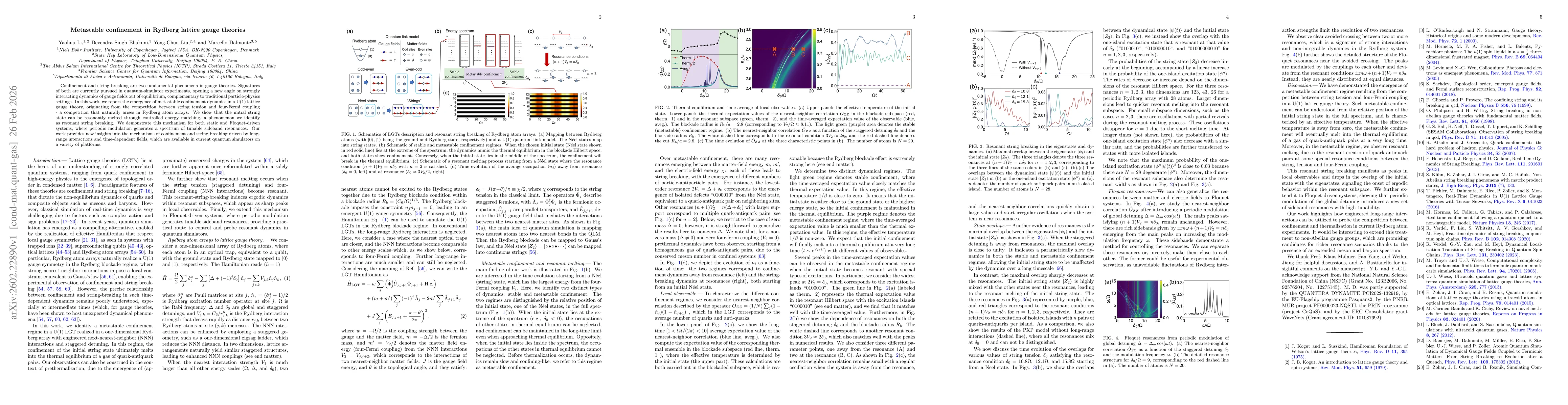 Thumbnail for Metastable confinement in Rydberg lattice gauge theories