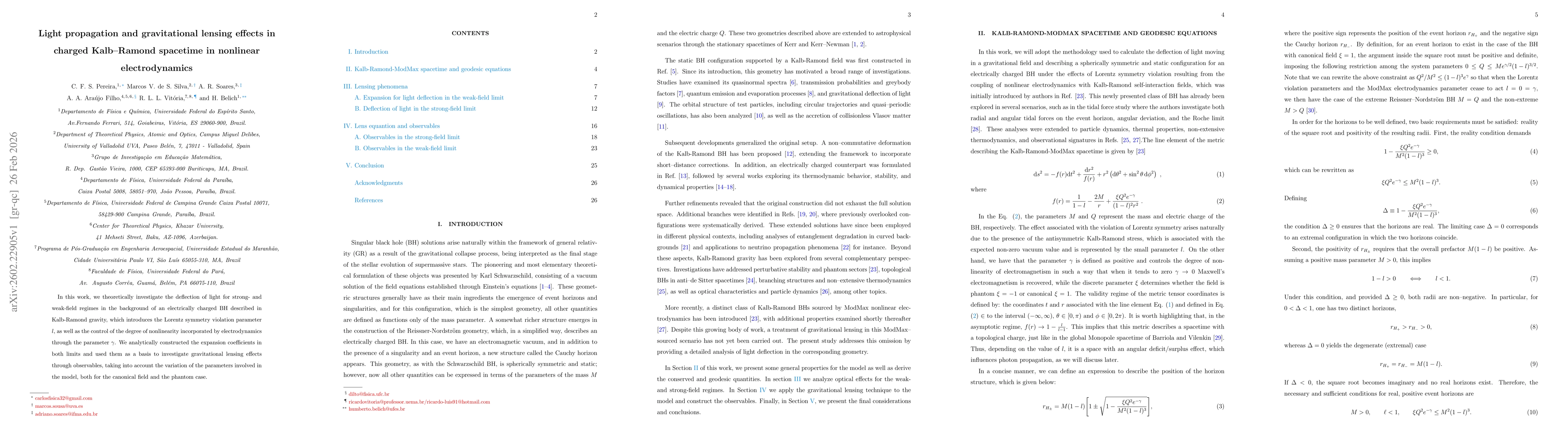 Thumbnail for Light propagation and gravitational lensing effects in charged Kalb-Ramond spacetime in nonlinear electrodynamics
