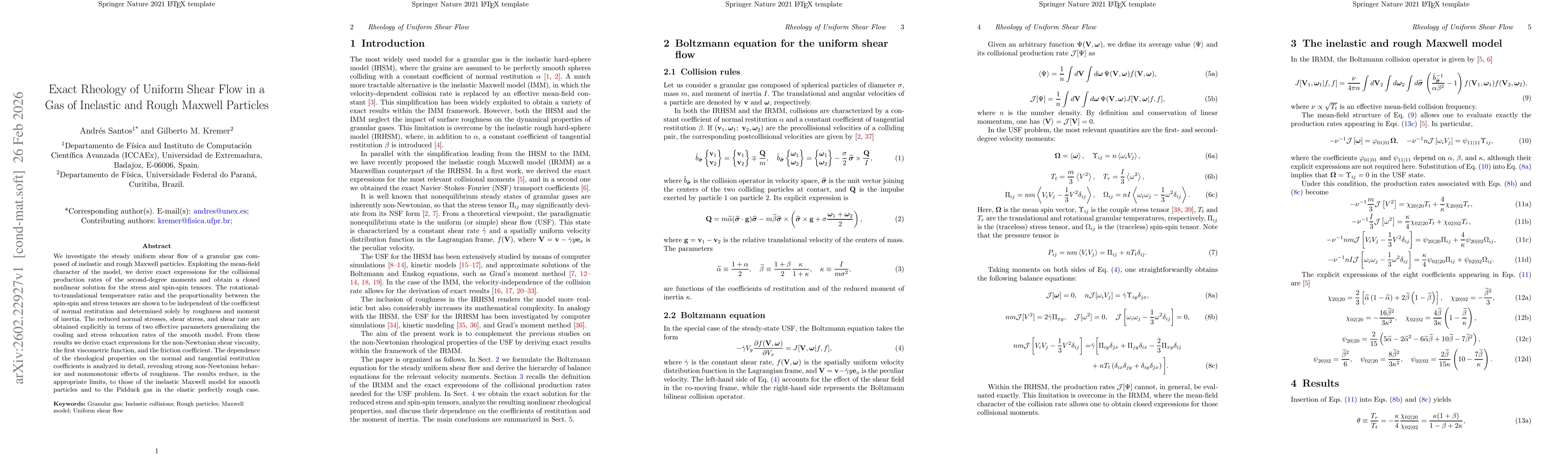Thumbnail for Exact Rheology of Uniform Shear Flow in a Gas of Inelastic and Rough Maxwell Particles