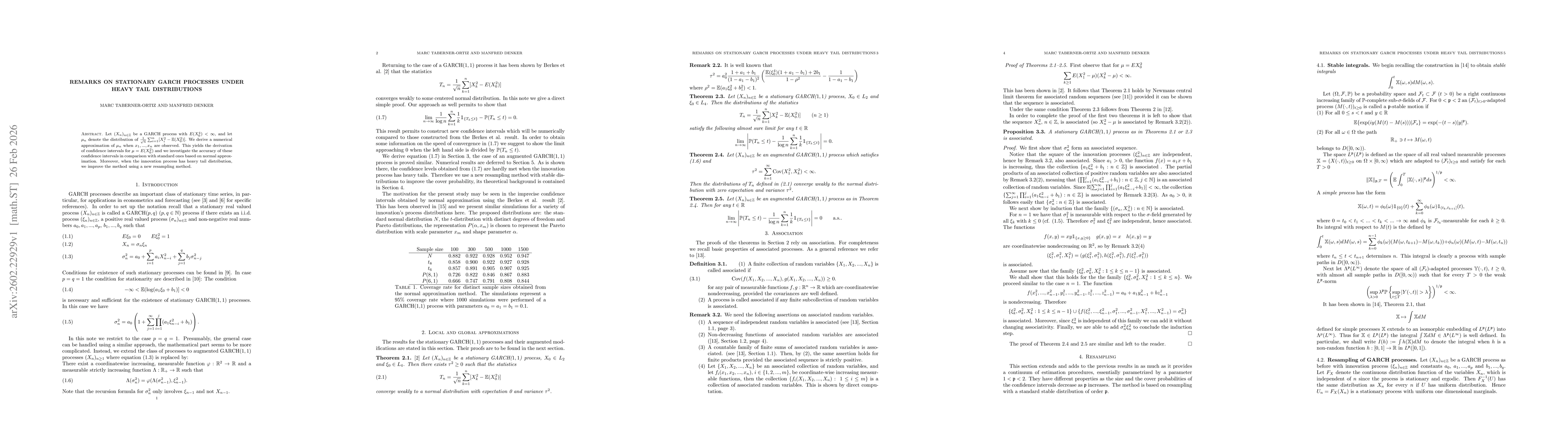 Thumbnail for Remarks on stationary GARCH processes under heavy tail distributions