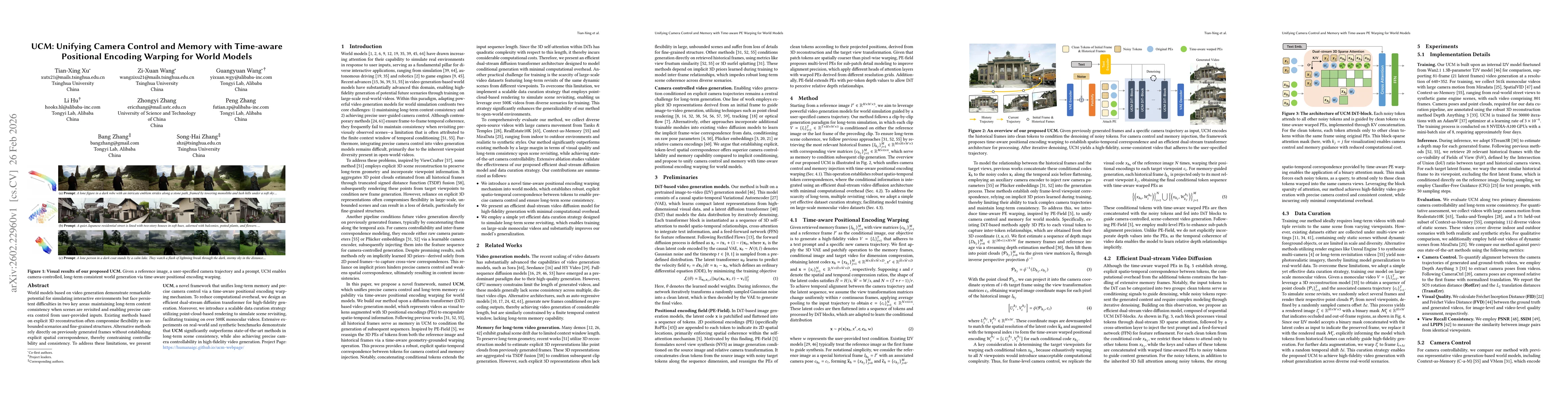Thumbnail for UCM: Unifying Camera Control and Memory with Time-aware Positional Encoding Warping for World Models