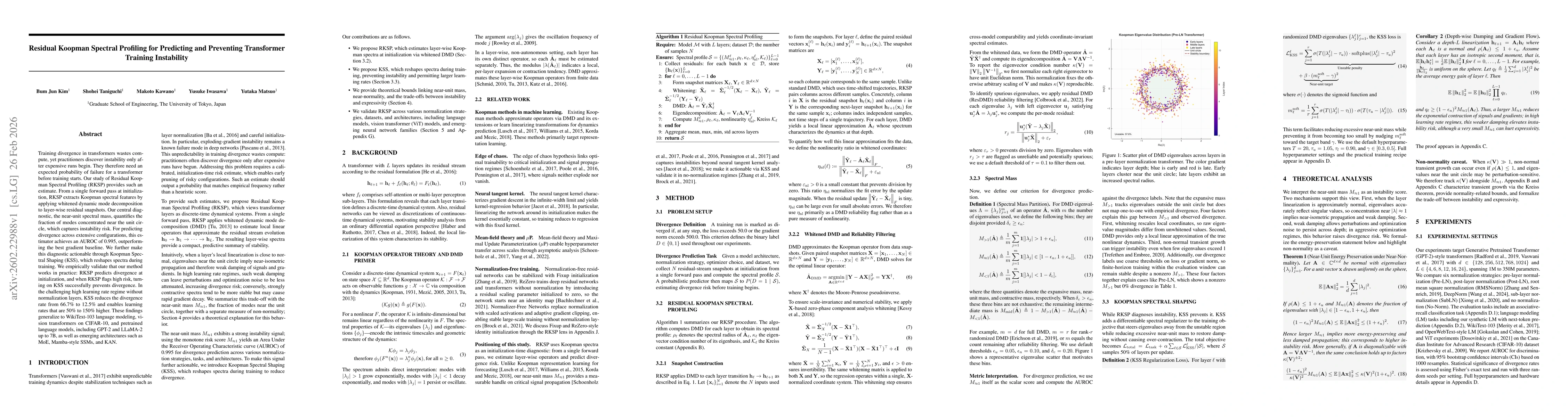 Thumbnail for Residual Koopman Spectral Profiling for Predicting and Preventing Transformer Training Instability