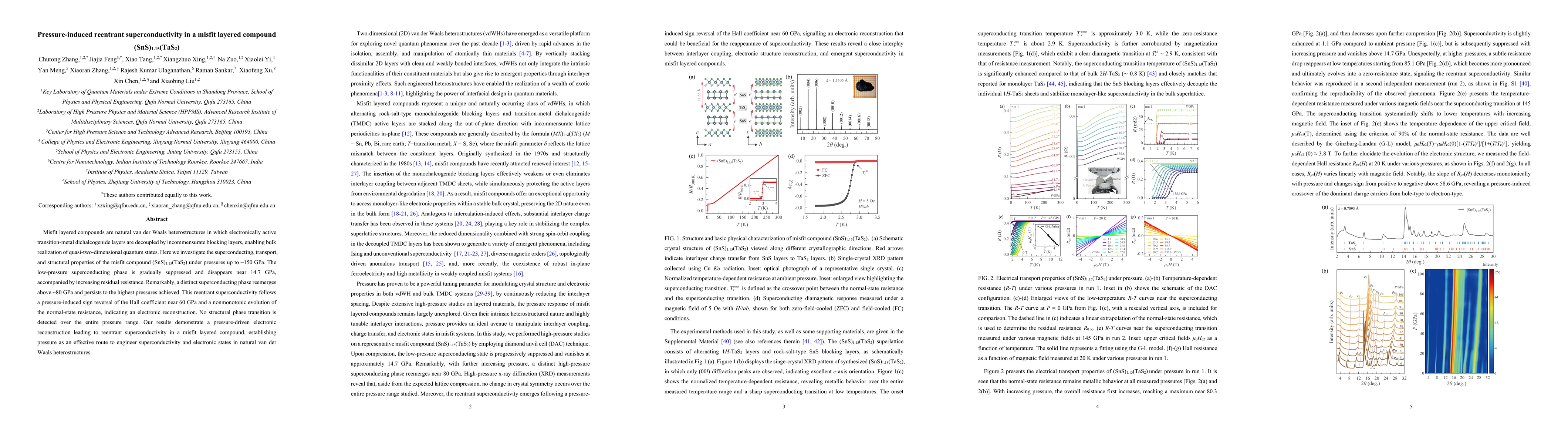 Thumbnail for Pressure-induced reentrant superconductivity in a misfit layered compound $\mathrm{(SnS)_{1.15}(TaS_2)}$