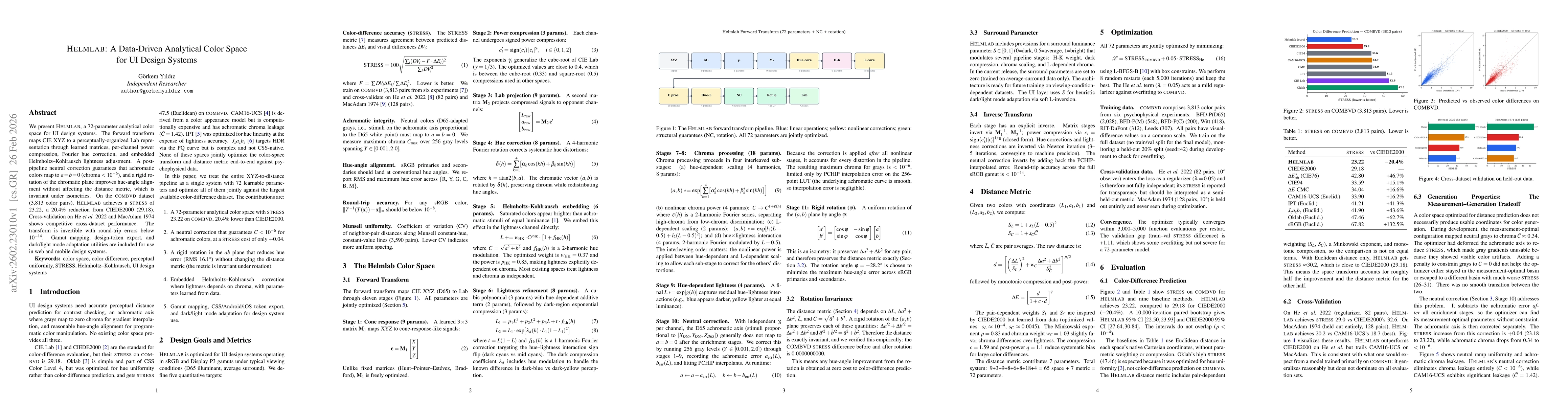 Thumbnail for HELMLAB: An Analytical, Data-Driven Color Space for Perceptual Distance in UI Design Systems