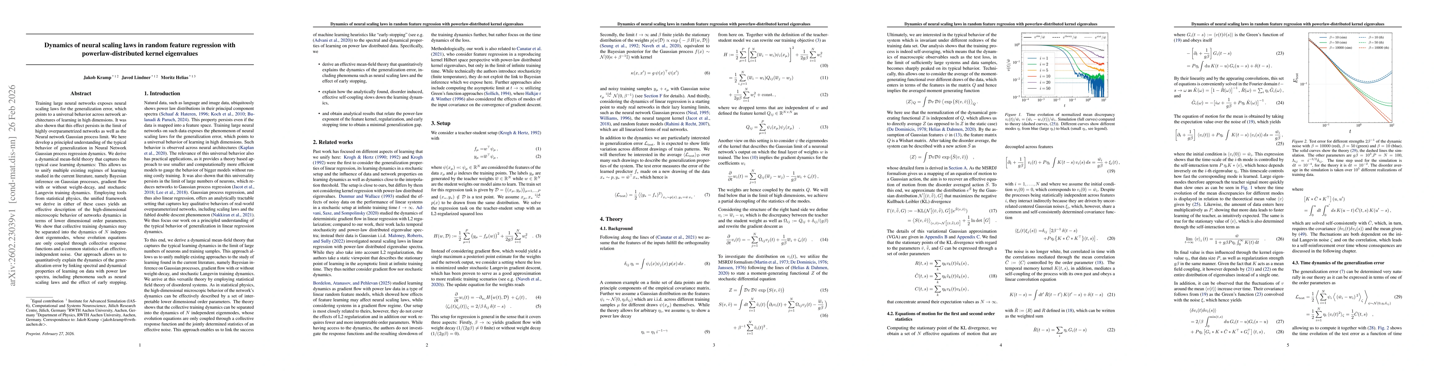 Thumbnail for Dynamics of neural scaling laws in random feature regression with powerlaw-distributed kernel eigenvalues