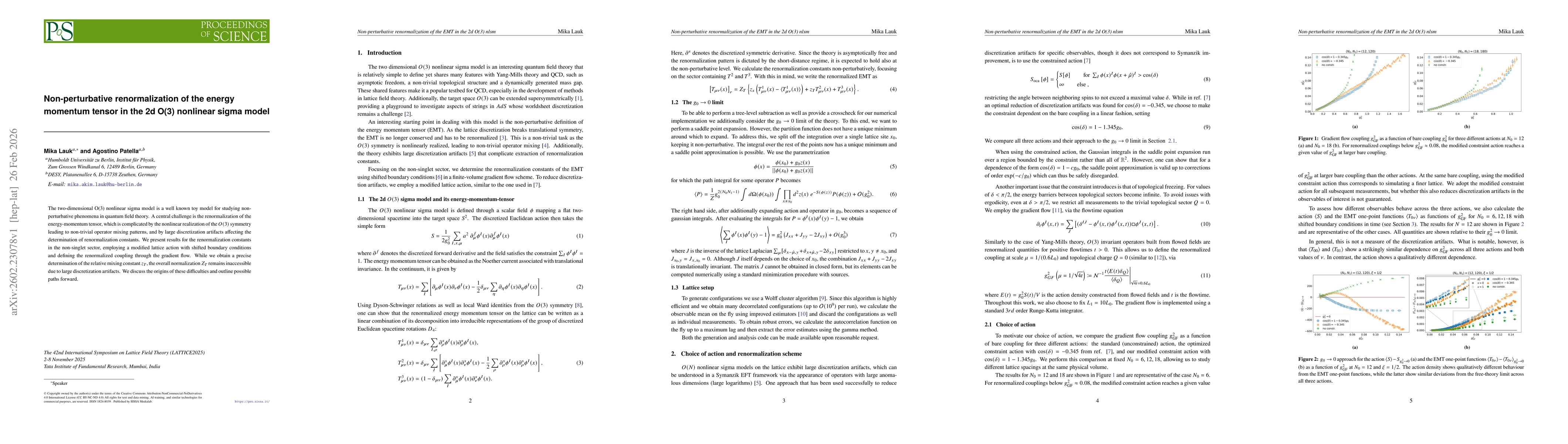 Thumbnail for Non-perturbative renormalization of the energy momentum tensor in the 2d O(3) nonlinear sigma model