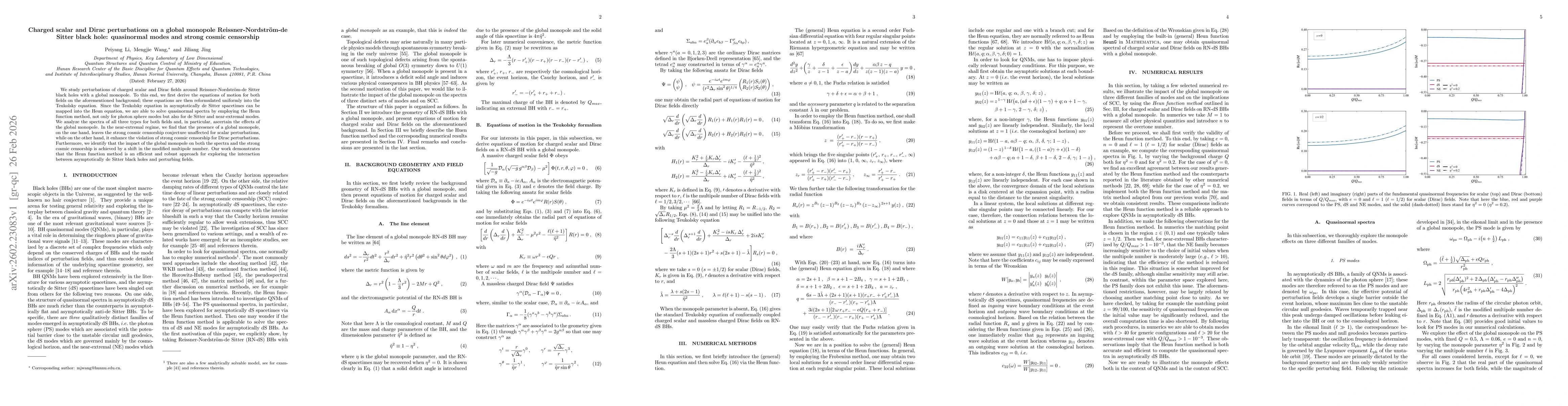 Thumbnail for Charged scalar and Dirac perturbations on a global monopole Reissner-Nordström-de Sitter black hole: quasinormal modes and strong cosmic censorship