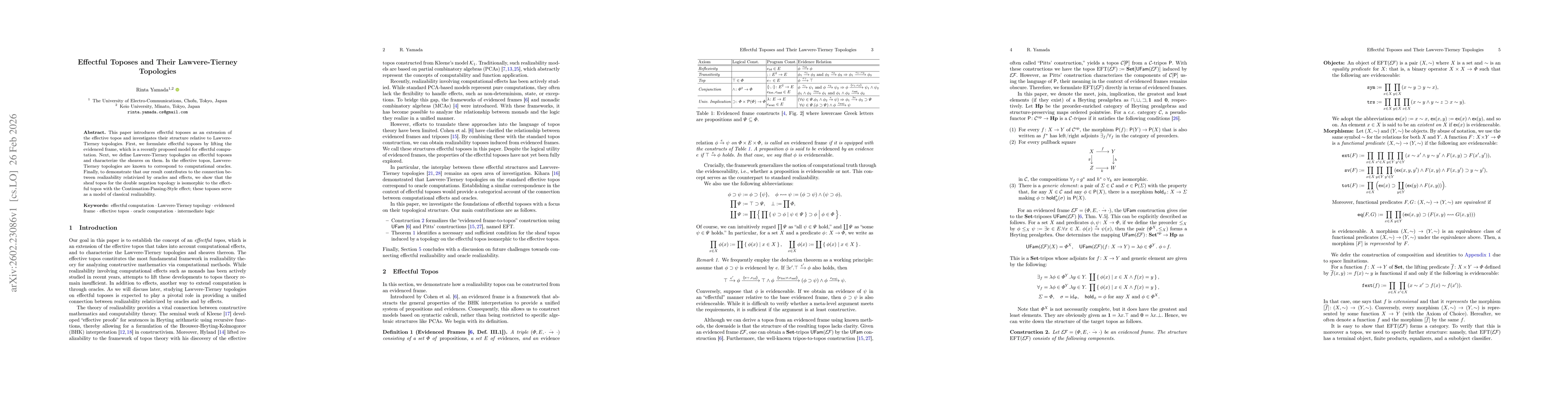 Thumbnail for Effectful Toposes and Their Lawvere-Tierney Topologies