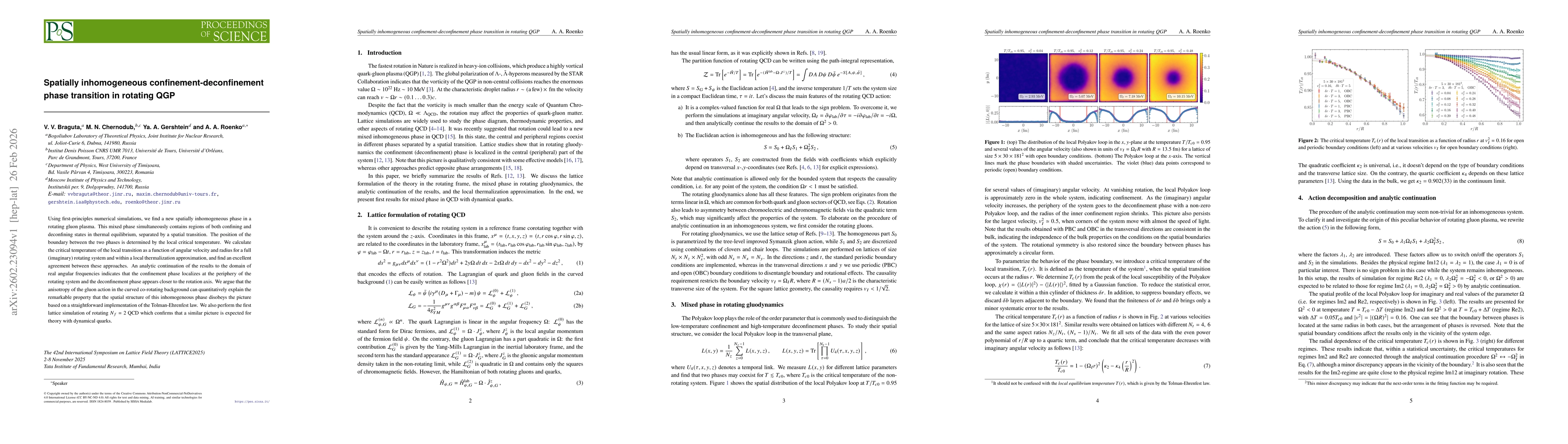 Thumbnail for Spatially inhomogeneous confinement-deconfinement phase transition in rotating QGP