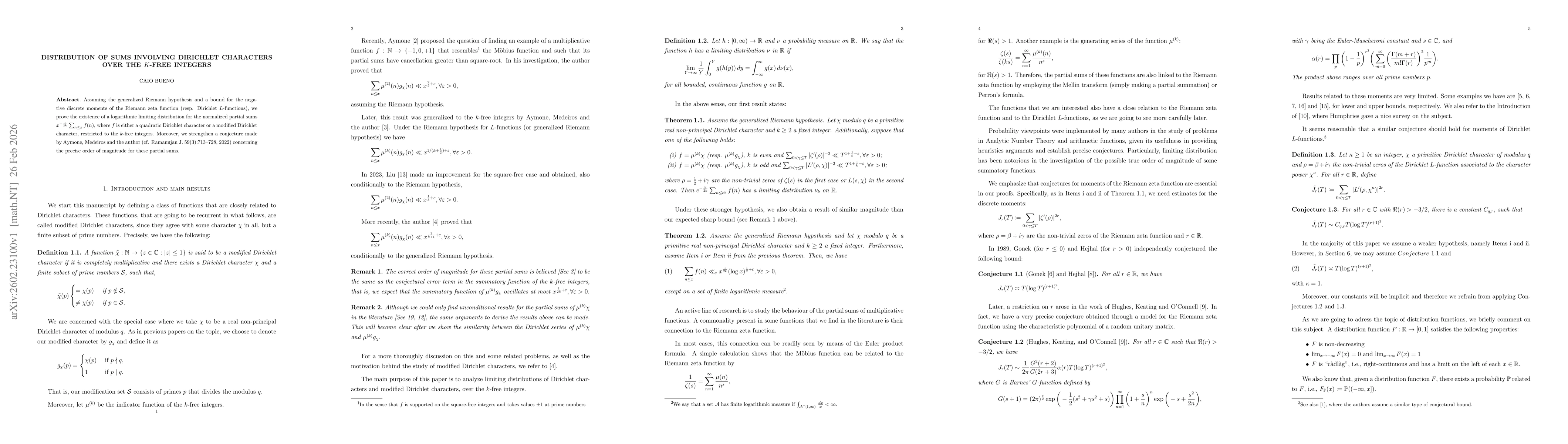 Thumbnail for Distribution of sums involving Dirichlet characters over the $k$-free integers