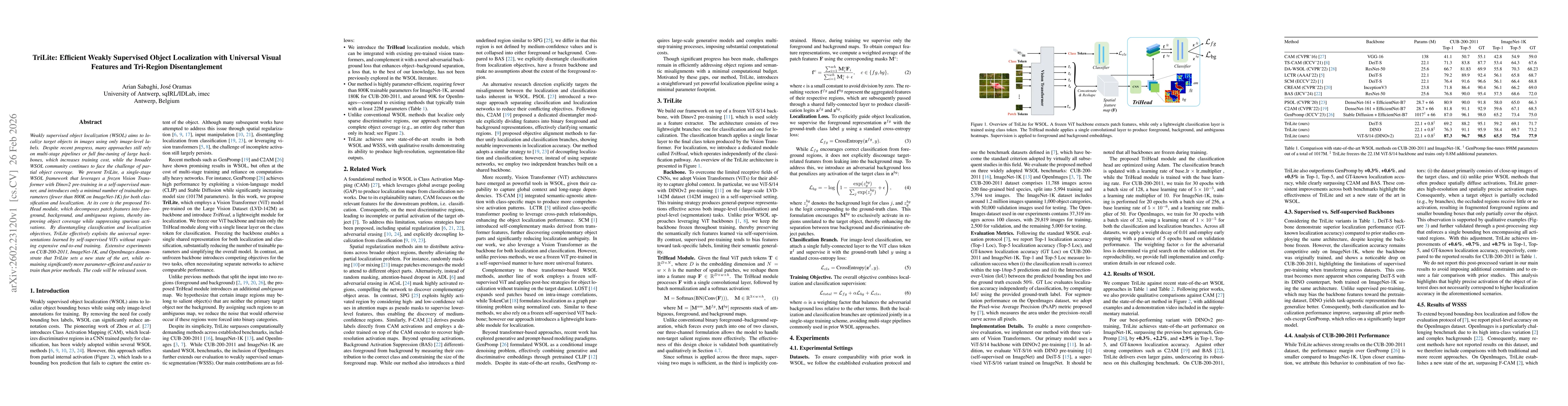 Thumbnail for TriLite: Efficient Weakly Supervised Object Localization with Universal Visual Features and Tri-Region Disentanglement