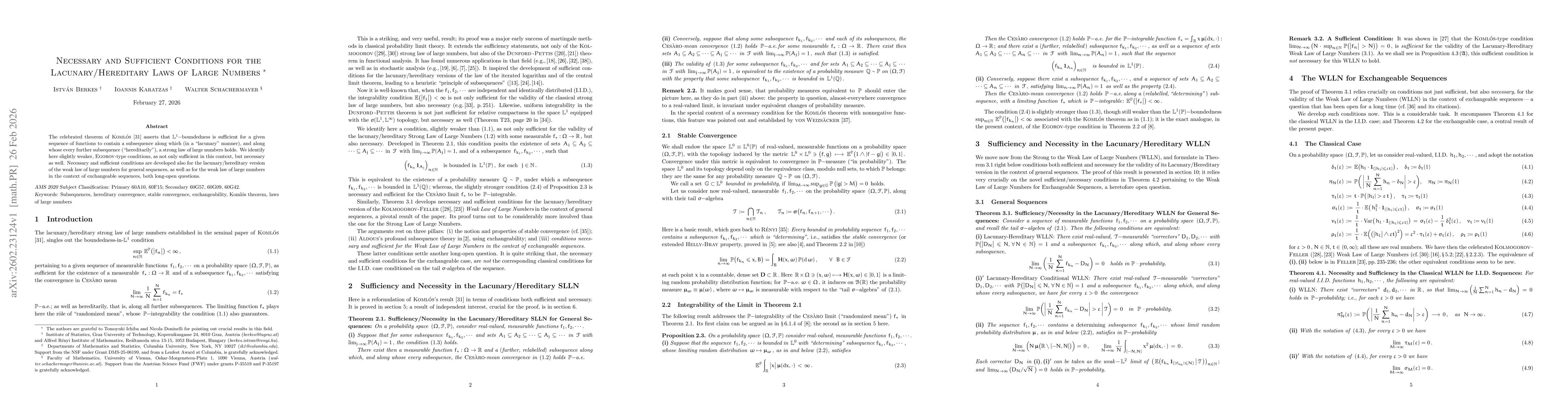 Thumbnail for Necessary and Sufficient Conditions for the Lacunary/Hereditary Laws of Large Numbers