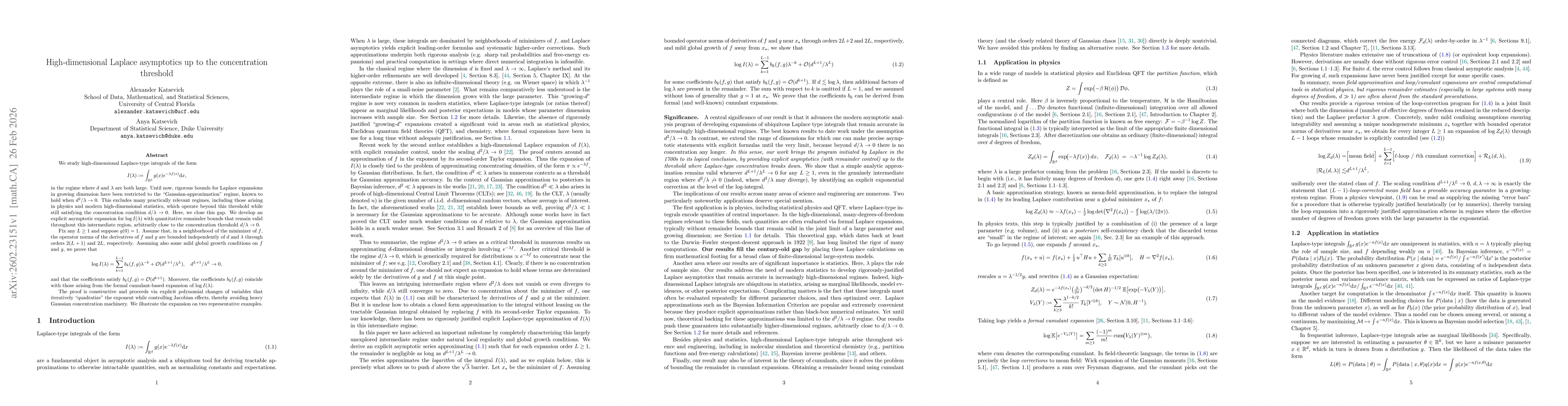 Thumbnail for High-dimensional Laplace asymptotics up to the concentration threshold