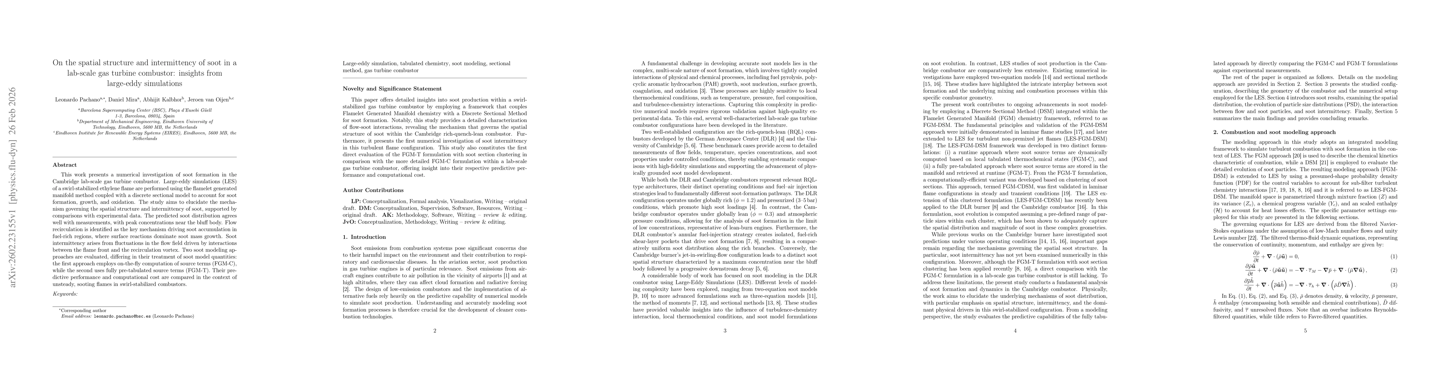 Thumbnail for On the spatial structure and intermittency of soot in a lab-scale gas turbine combustor: Insights from large-eddy simulations