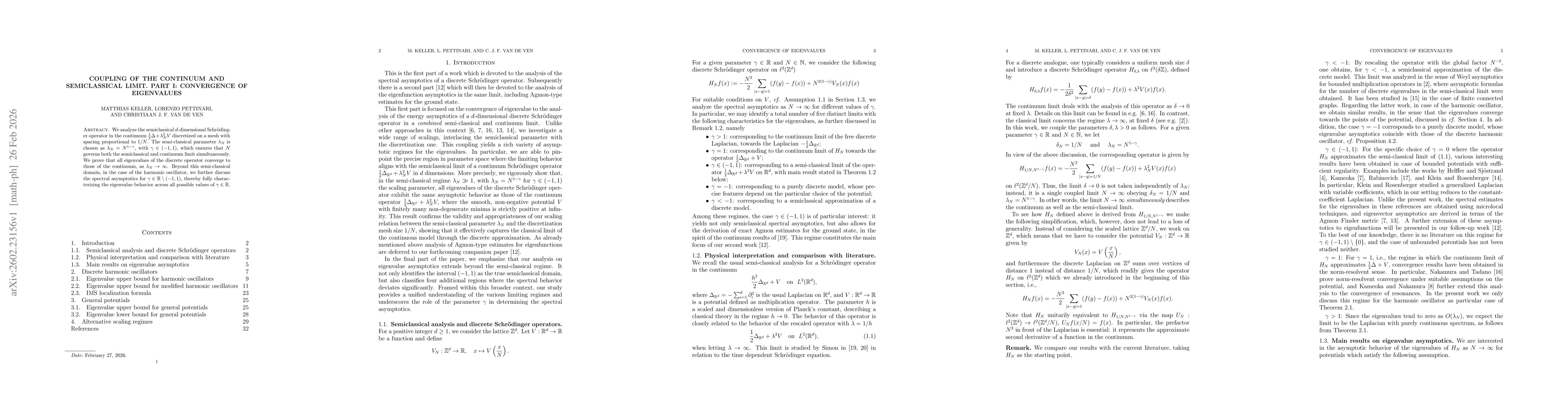 Thumbnail for Coupling of the continuum and semiclassical limit. Part I: convergence of eigenvalues