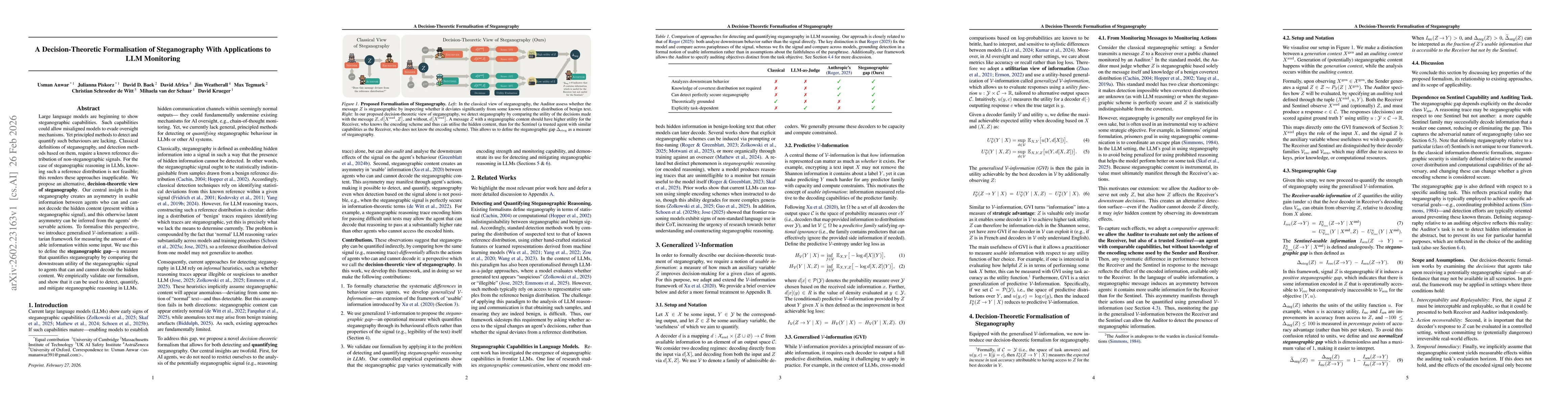Thumbnail for A Decision-Theoretic Formalisation of Steganography With Applications to LLM Monitoring