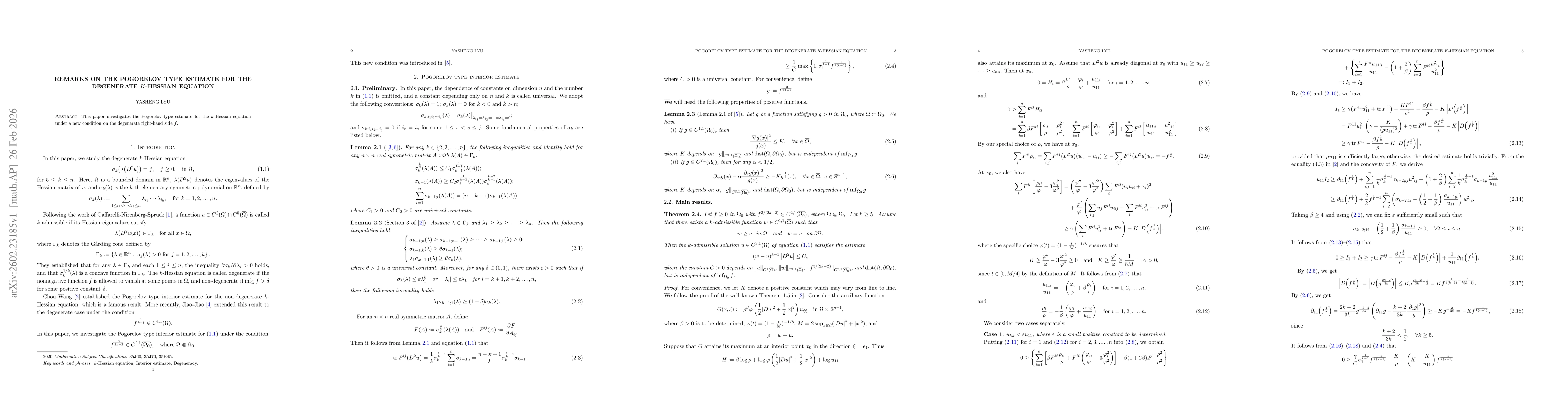 Thumbnail for Remarks on the Pogorelov type estimate for the degenerate $k$-Hessian equation