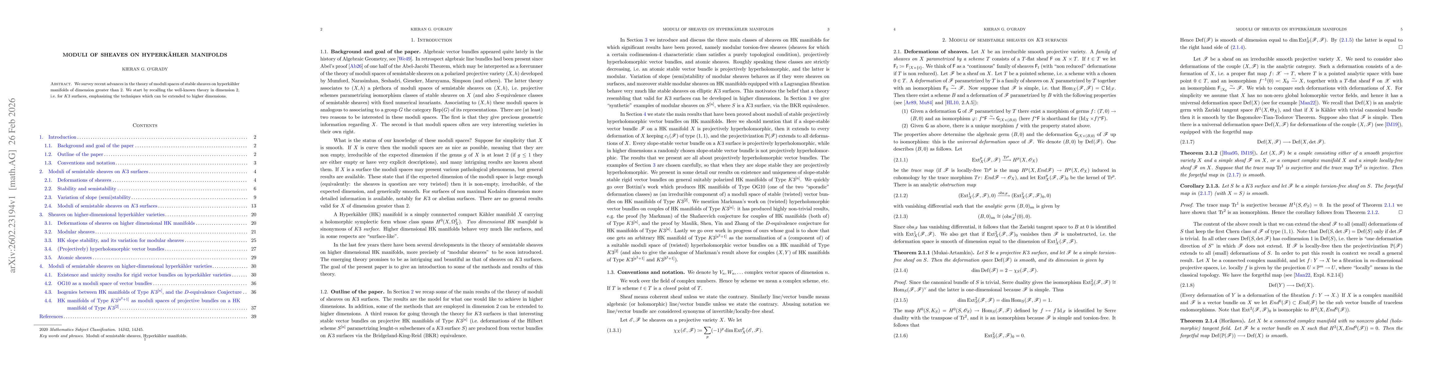 Thumbnail for Moduli of sheaves on hyperkähler manifolds
