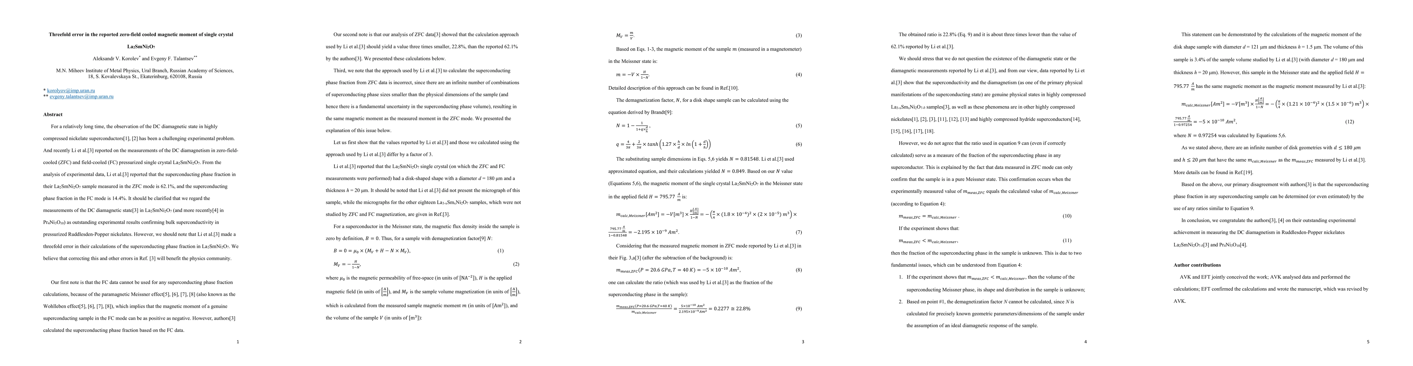 Thumbnail for Threefold error in the reported zero-field cooled magnetic moment of single crystal $La_2SmNi_2O_7$