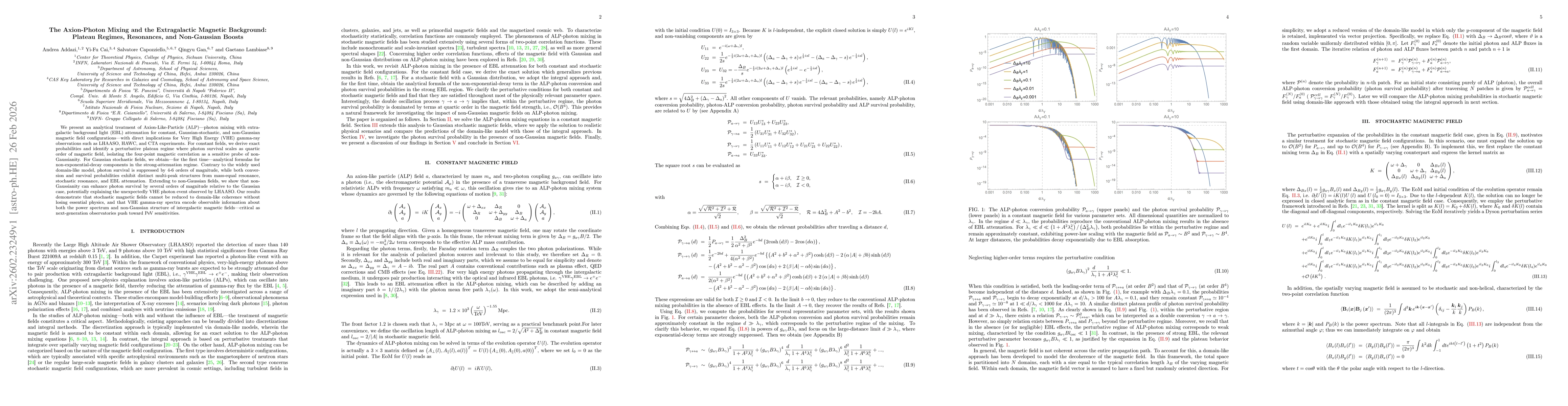 Thumbnail for The Axion-Photon Mixing and the Extragalactic Magnetic Background: Plateau Regimes, Resonances, and Non-Gaussian Boosts