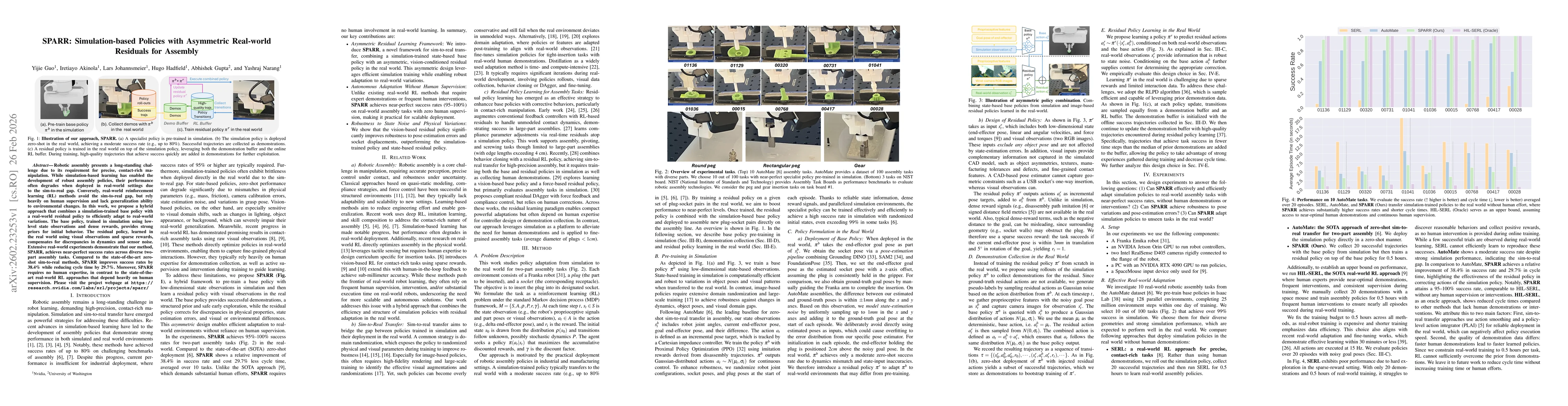 Thumbnail for SPARR: Simulation-based Policies with Asymmetric Real-world Residuals for Assembly