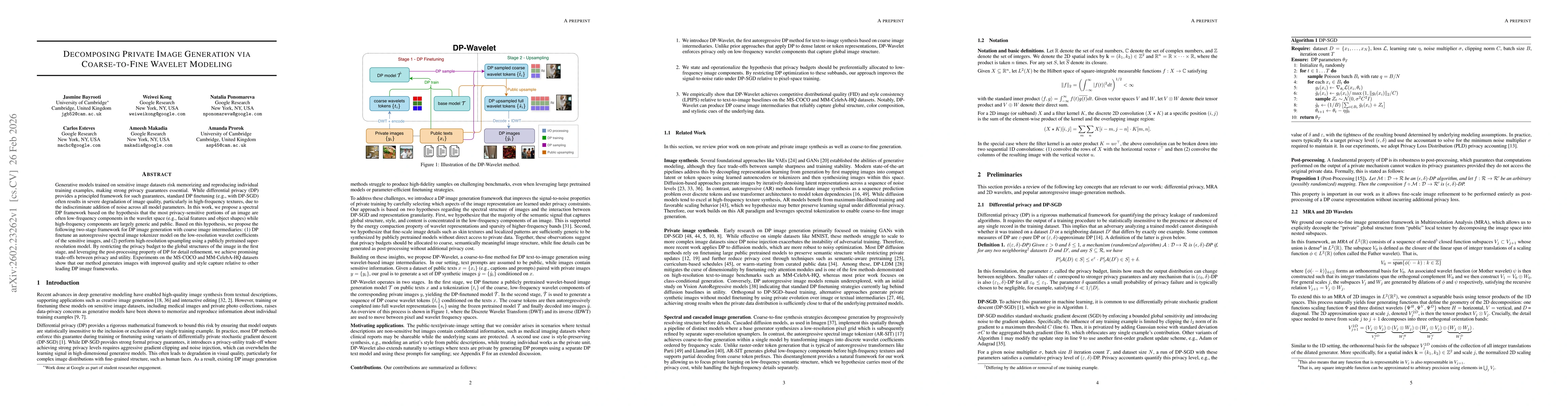 Thumbnail for Decomposing Private Image Generation via Coarse-to-Fine Wavelet Modeling